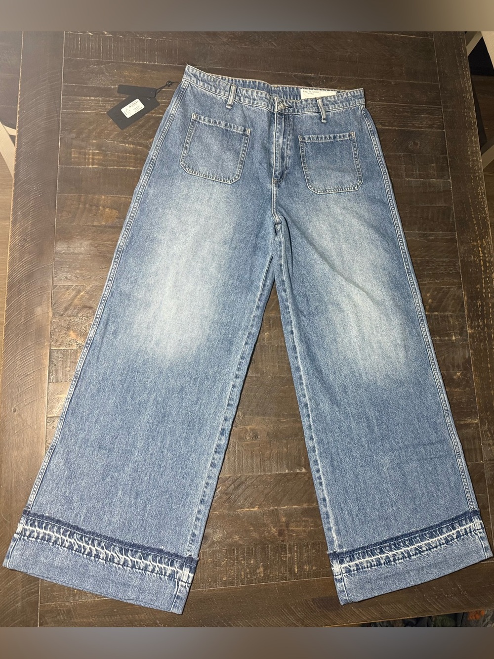 NWT Rag & Bone Marina High Rise Wide Leg Jeans in Liliana Denim Sz 31 Summer Lux - Picture 9 of 15